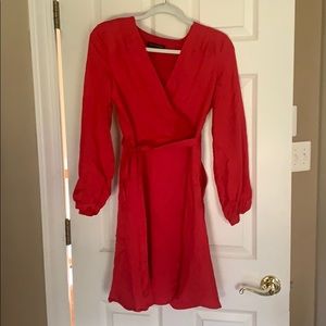 Pink knee length wrap dress